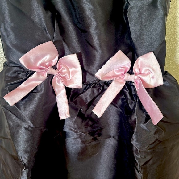 Lulus Classy Aesthetic Taffeta Dress Size M Black Pink Bow Midi Dress Pockets - Picture 10 of 15